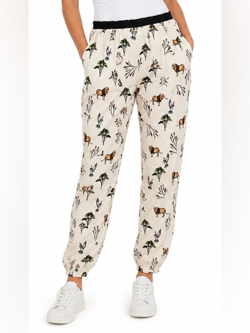 Molly Bracken LILI SIDONIO Safari Print Jogger Pants Size L